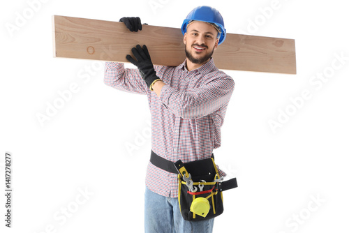 Happy male construction wor...