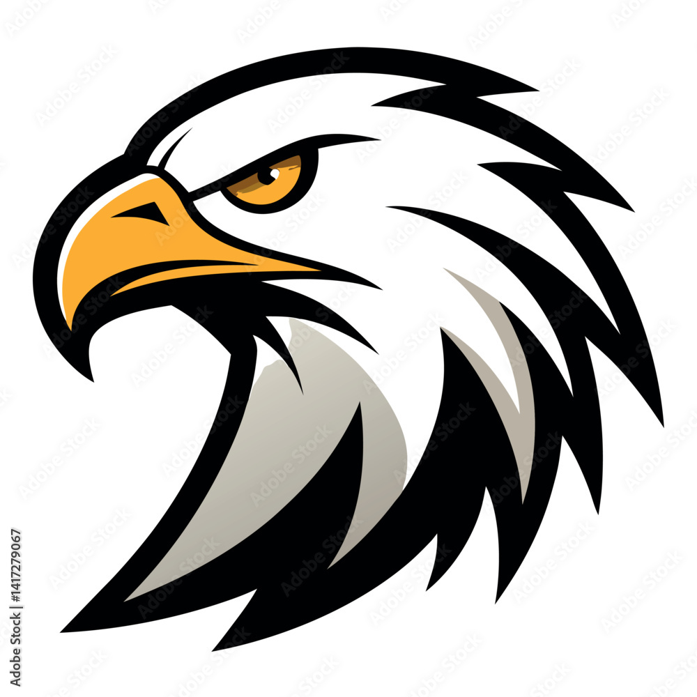 Fototapeta premium Eagle-head-on-white-background