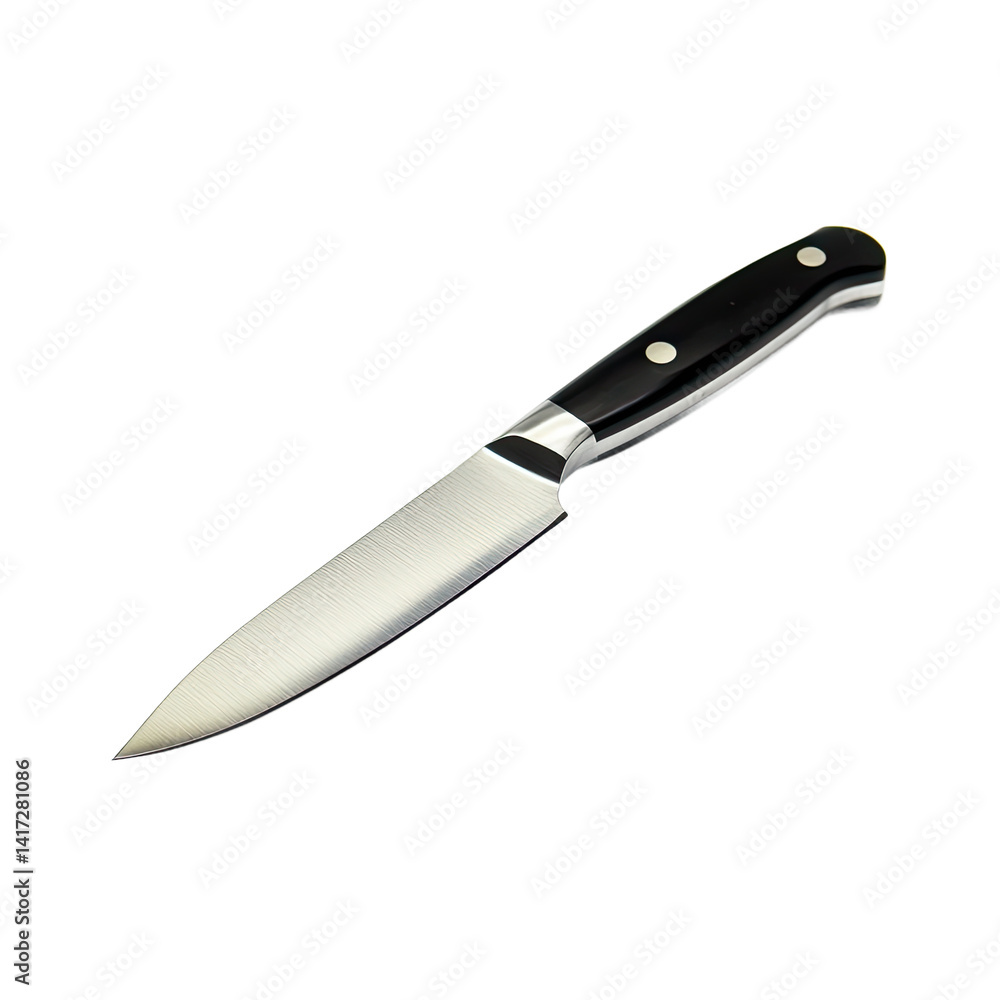 A metallic chef's knife is positioned on a vibrant green cutting board, ready for use. A metallic chef's knife is positioned on a vibrant green cutting board, ready for use.