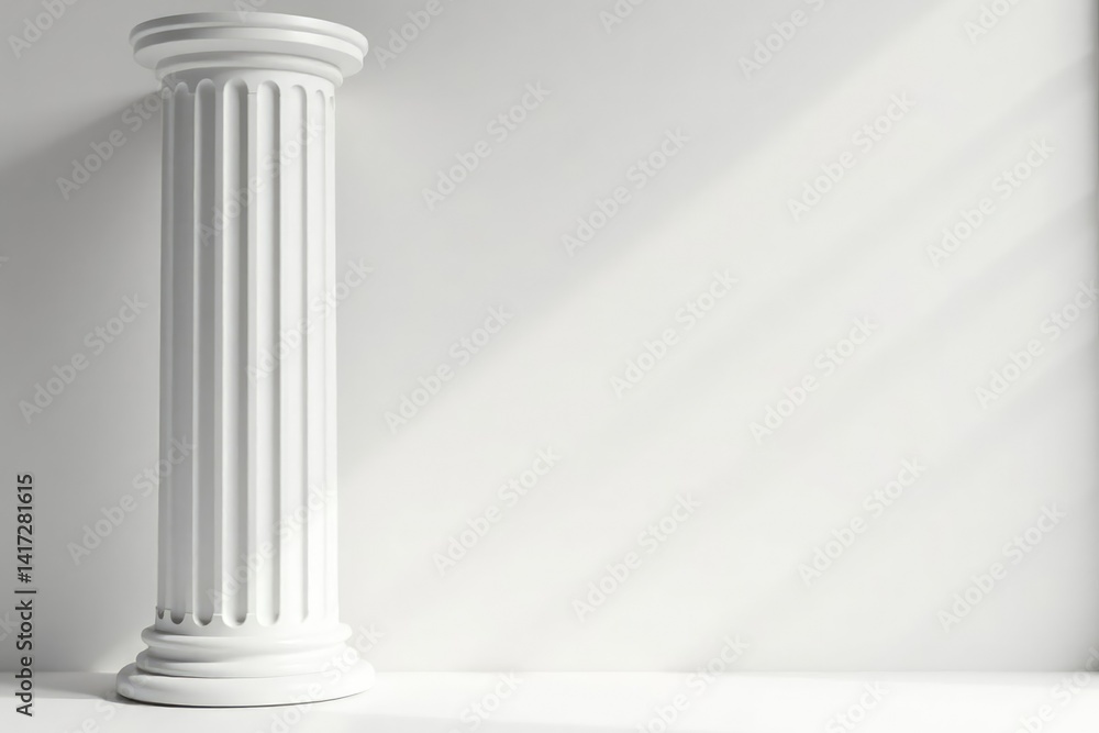 Elegant Roman column against pristine white backdrop, white, culture Elegant Roman column against pristine white backdrop, white, culture