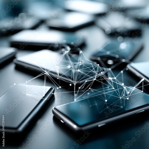 Connected Phones: A Network of Smartphones Communicating Data and Information Visually Represented.