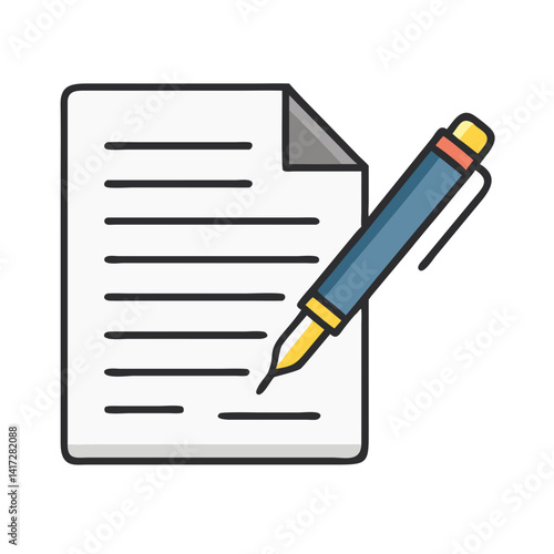 Signing document with pen vector illustration icon design