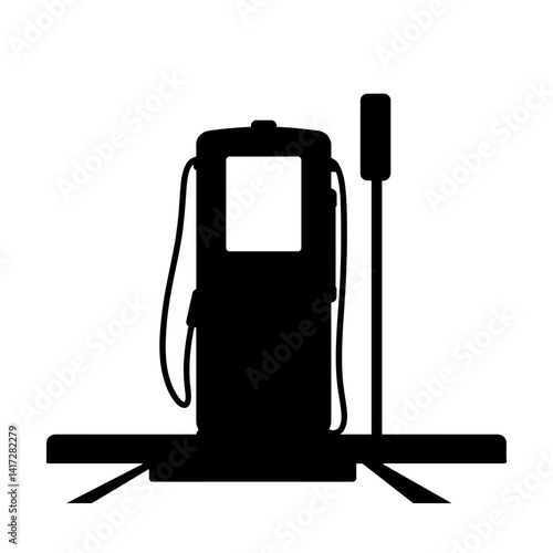 Silhouette of charging station in parking lot, eco-friendly transportation