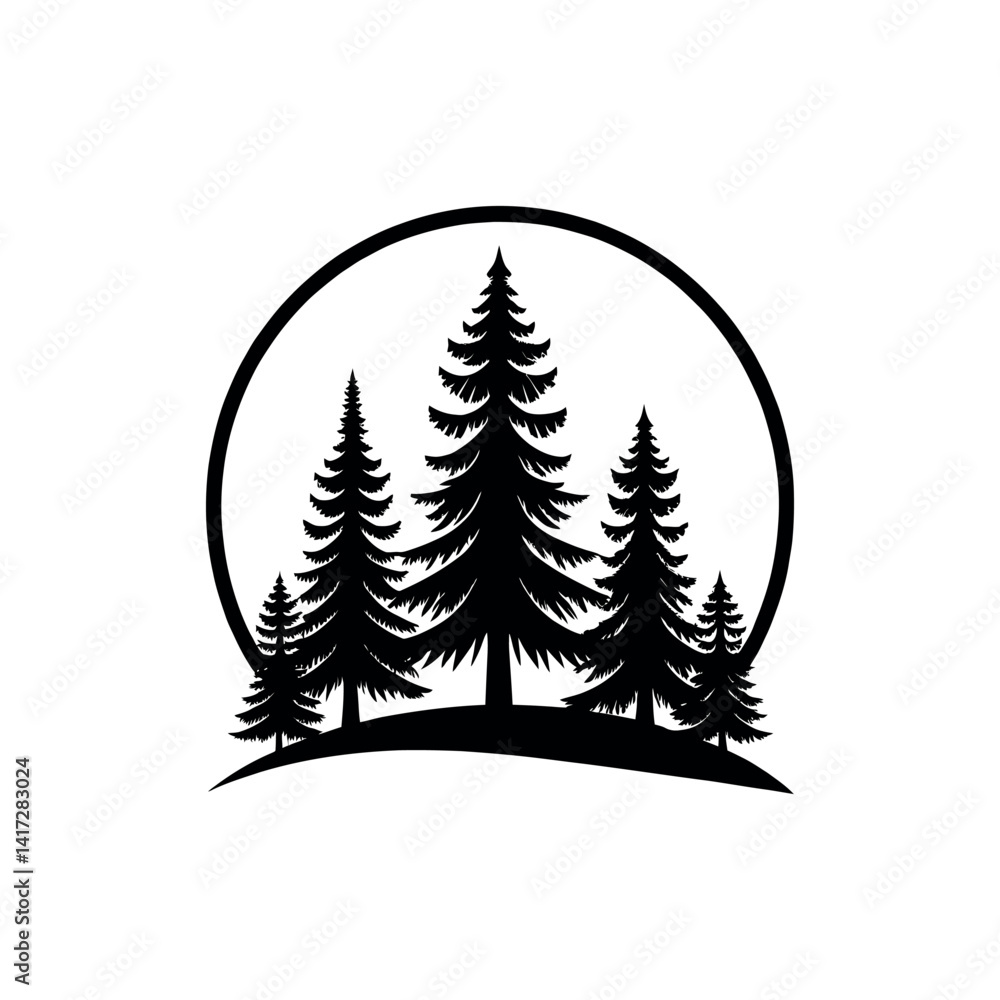 Fototapeta premium pine tree silhouette logo vector line art logo design