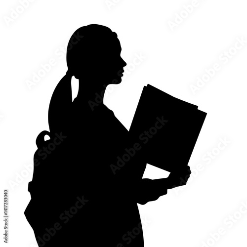 Student holding job offer letter silhouette, success and opportunity