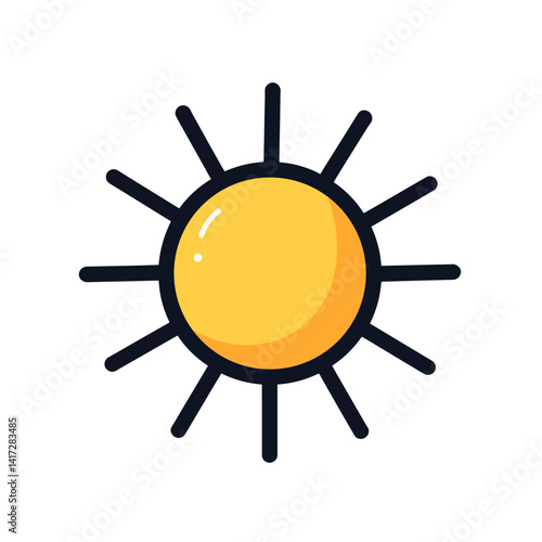 Minimalistic sun icon illustration, bright symbol of warmth