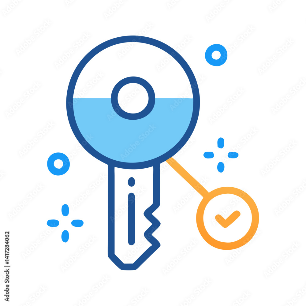 Validated key with checkmark on black background symbol Validated key with checkmark on black background symbol