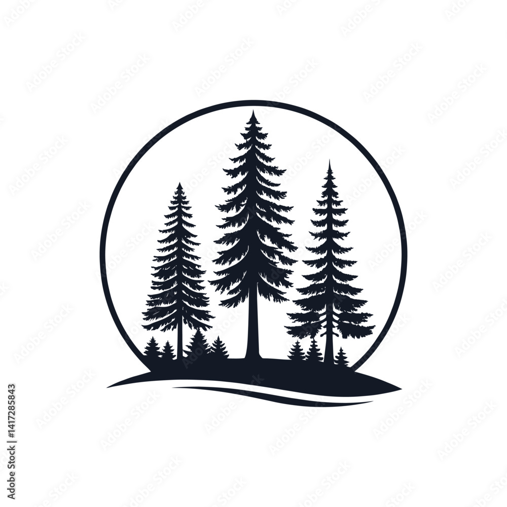 Fototapeta premium pine tree silhouette logo vector line art logo design