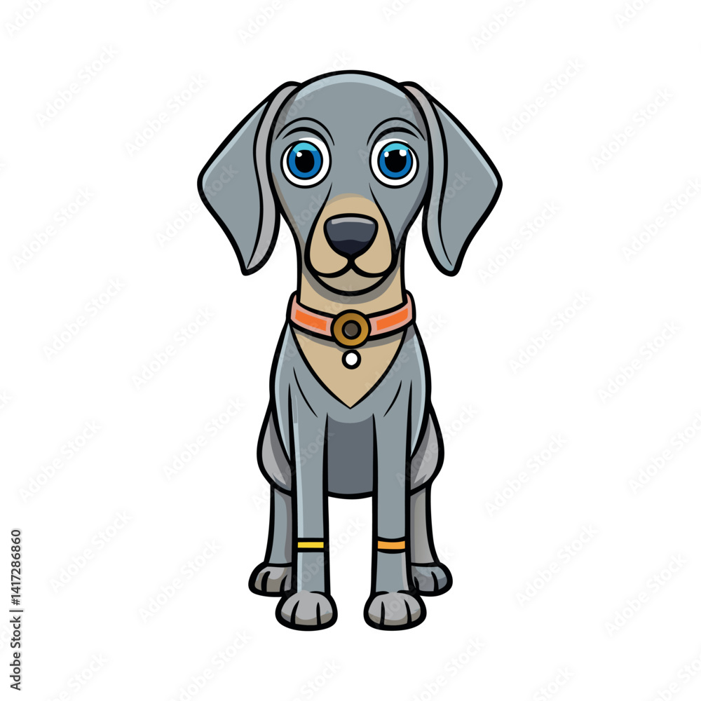Fototapeta premium Weimaraner dog creative design with a white background.