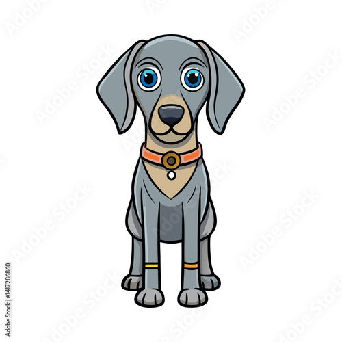 Weimaraner dog creative design with a white background. 