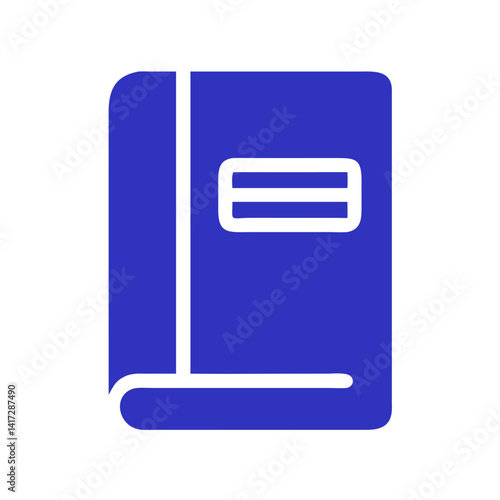 Blue book icon isolated on black background
