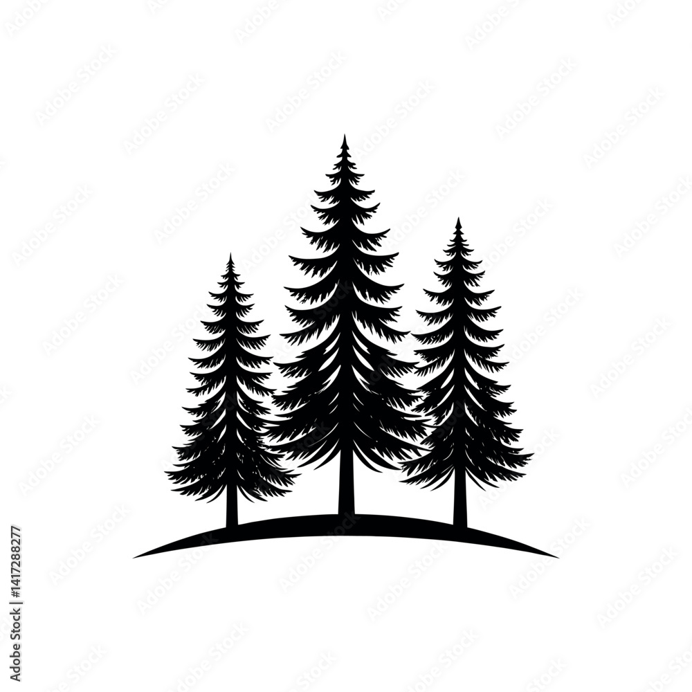 Obraz premium pine tree silhouette logo vector line art logo design