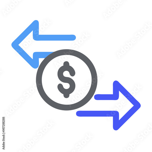 Money transfer vector illustration with a dollar coin