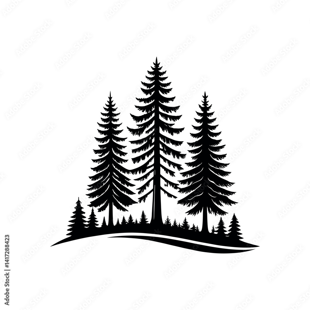 Fototapeta premium pine tree silhouette logo vector line art logo design