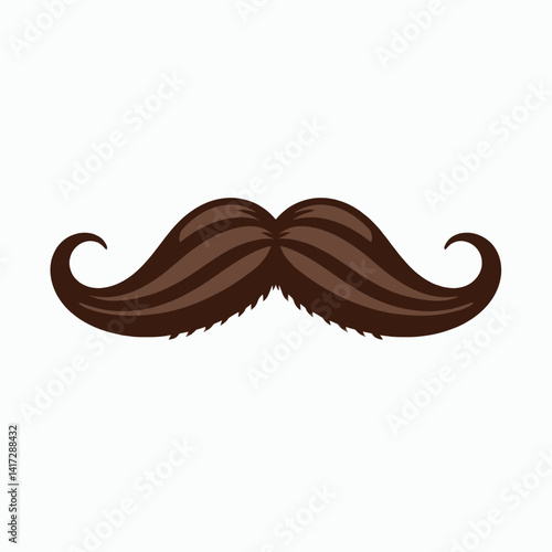 Brown handlebar mustache with curled ends