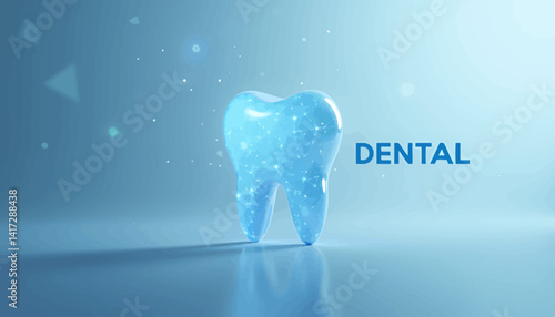 Blue Tooth with Connected Network on Light Blue Background