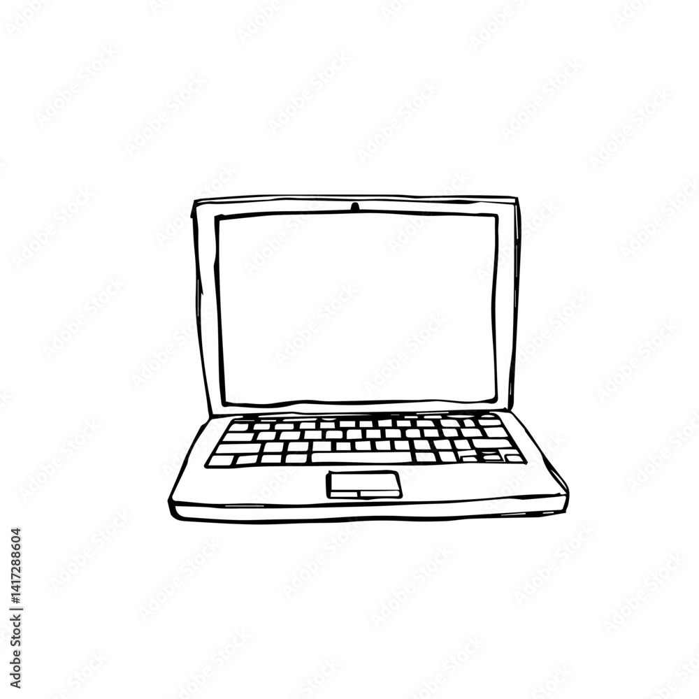Outline of a Laptop Computer in Minimalistic Style Outline of a Laptop Computer in Minimalistic Style