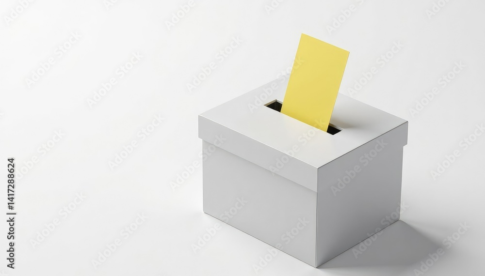 Obraz premium Single ballot box on white background, top view , voting, secrecy