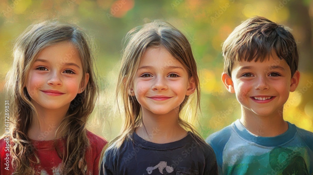 Happy children pose together Happy children pose together