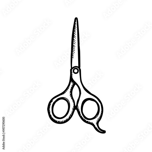 Vintage scissors illustration in black and white style  