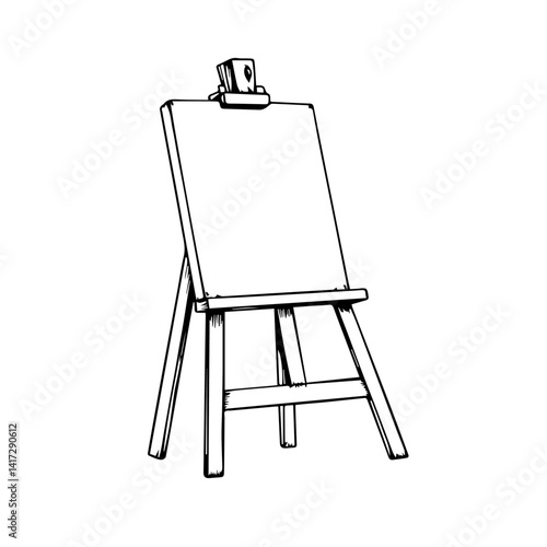 Blank easel ready for painting in minimalistic style  