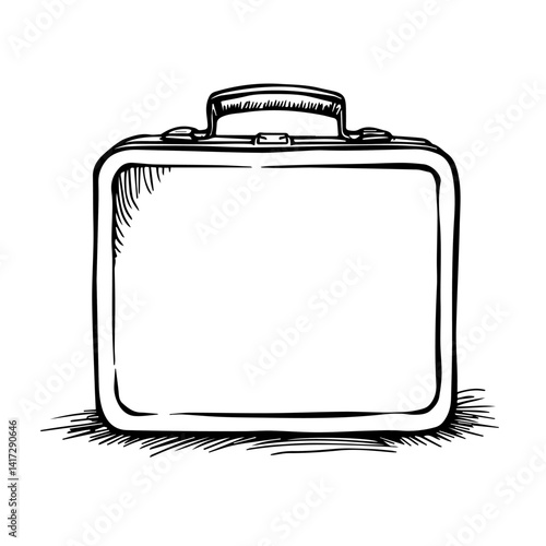 Vintage suitcase illustration in black and white design  