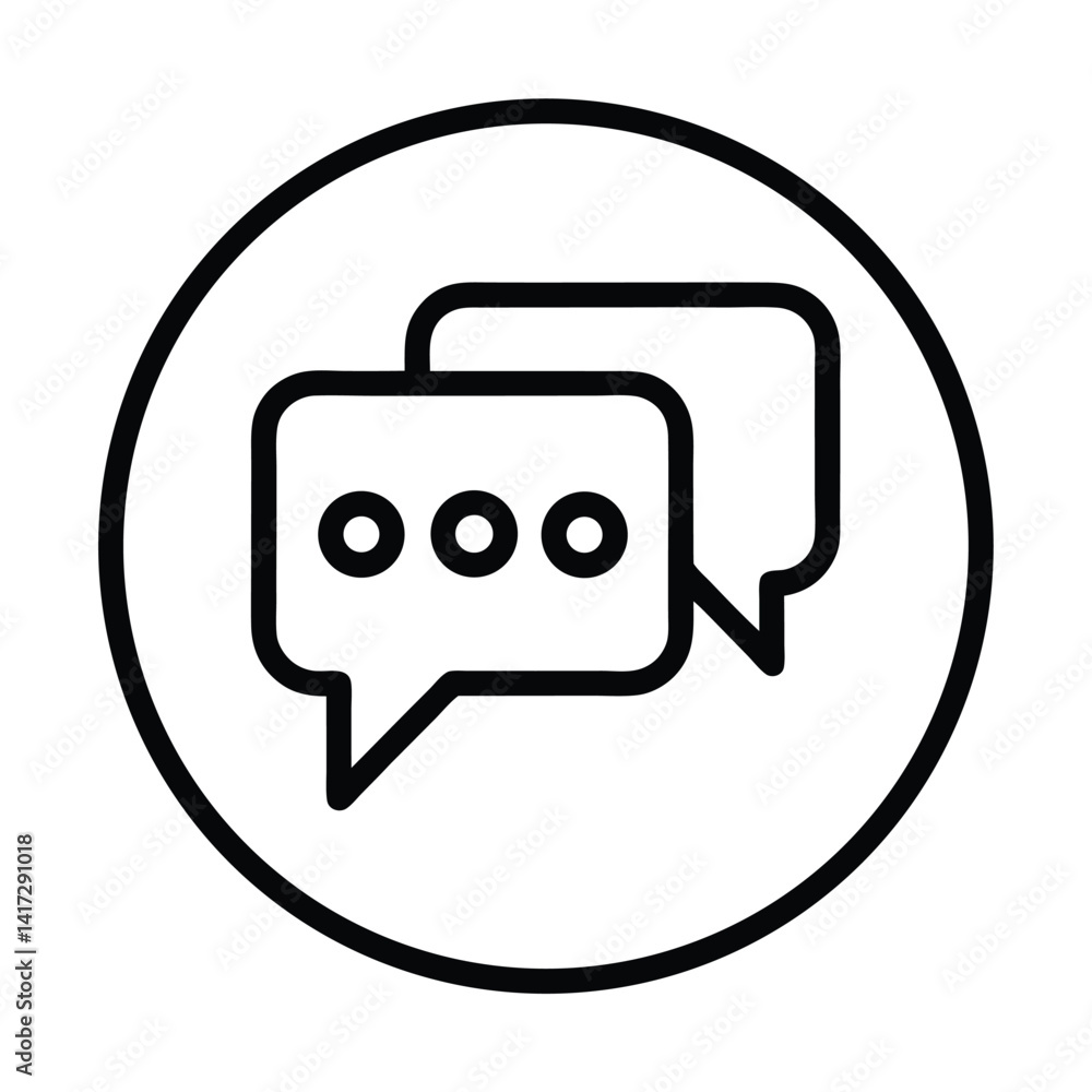 Minimalist Speech Bubbles in Circle Frame Icon, Transparent Background Line Art Icon Minimalist Speech Bubbles in Circle Frame Icon, Transparent Background Line Art Icon