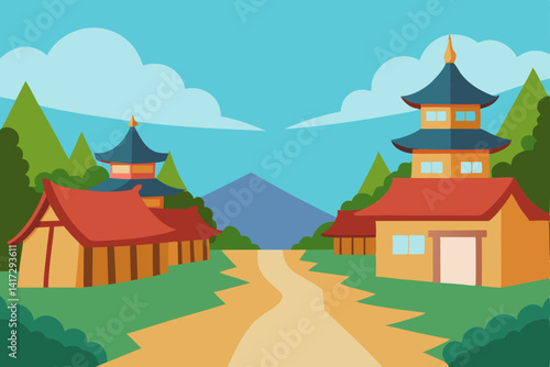 hand-painted-anime-village-background