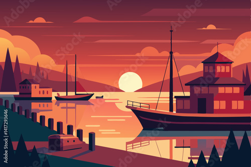 harbor-with-docked-boats-at-dawn---anime-aesthetic 