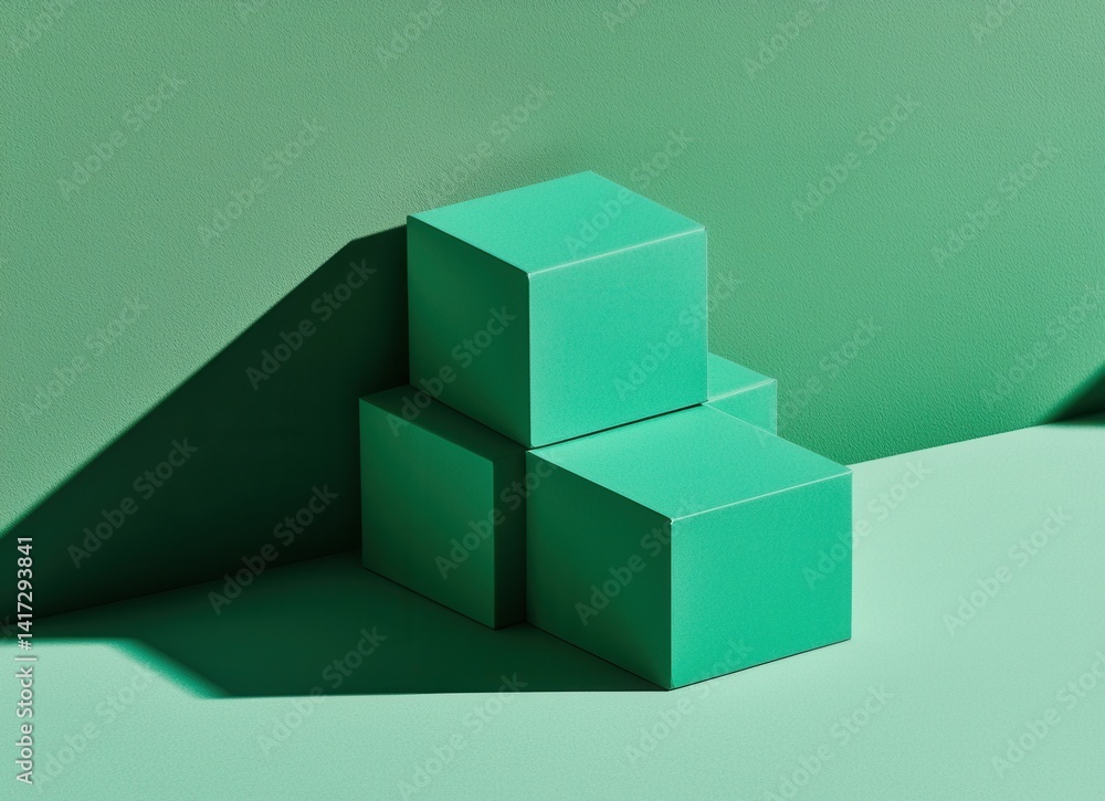 Minimalist Green Cubes with Soft Shadows on Smooth Surface Minimalist Green Cubes with Soft Shadows on Smooth Surface