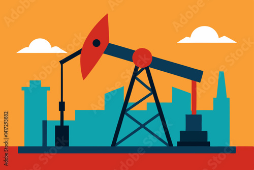 industrial-pumpjack-vector-scene