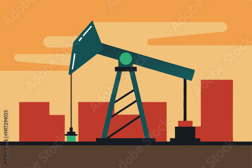 industrial-pumpjack-vector-scene