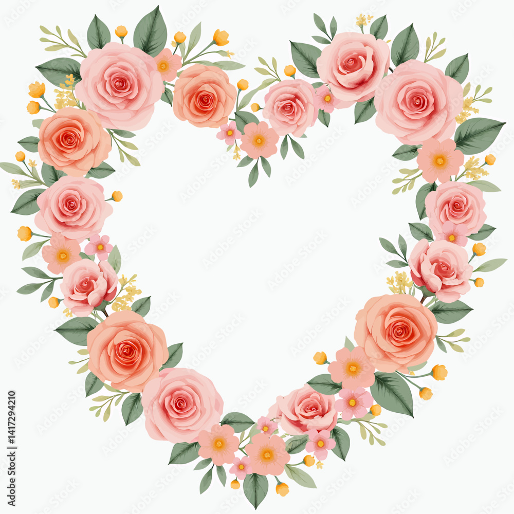 Heart Shaped Rose and Floral Frame Heart Shaped Rose and Floral Frame