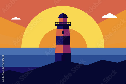 lighthouse on a sky background