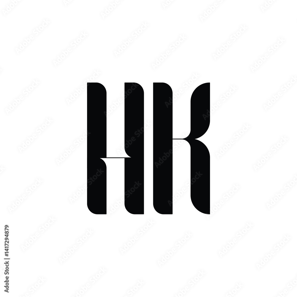Obraz premium HK monogram logo design letter text name symbol monochrome logotype alphabet character simple logo