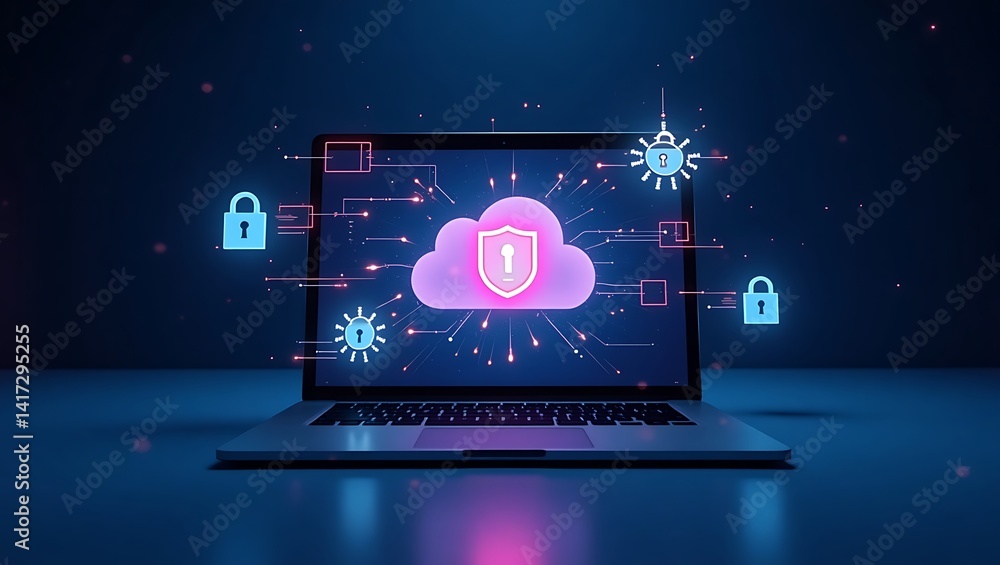 Fototapeta premium Abstract glowing dark box futuristic digital render