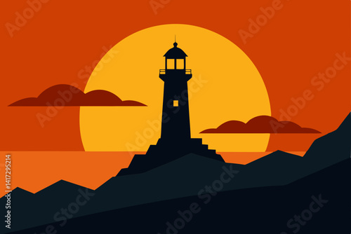 lighthouse on a sky background