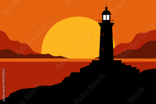 lighthouse on a sky background