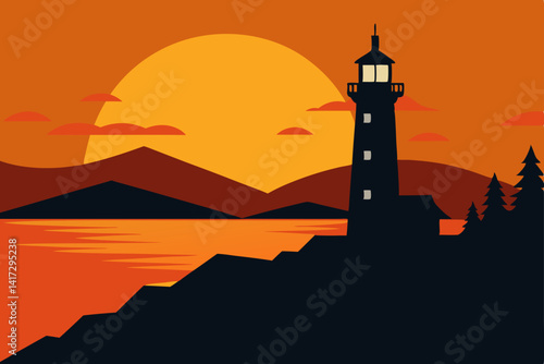 lighthouse on a sky background