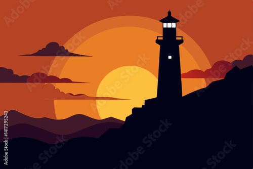 lighthouse on a sky background
