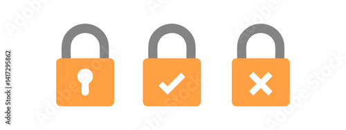 Locks icons set. Locked and unlocked vector icon set. Lock symbol isolated on transparent background. Neon lock symbol representing security and data protection in digital environments.