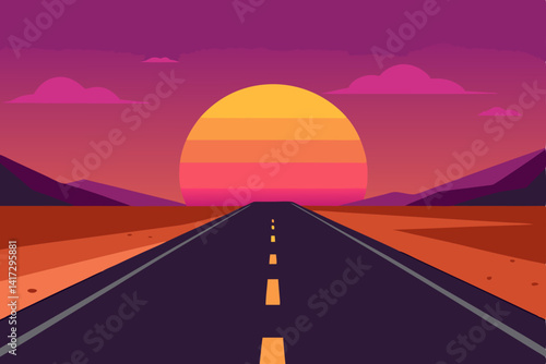 lonely-road-at-anime-sunset-hour