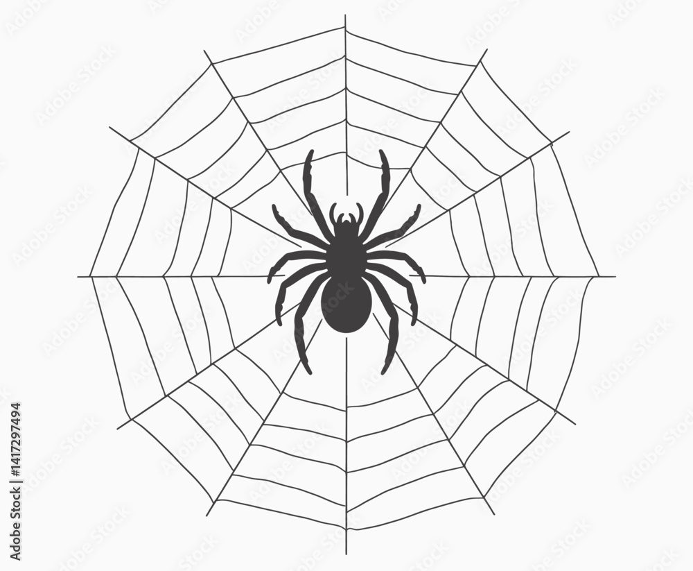 Fototapeta premium Spider in Web, Halloween Decoration