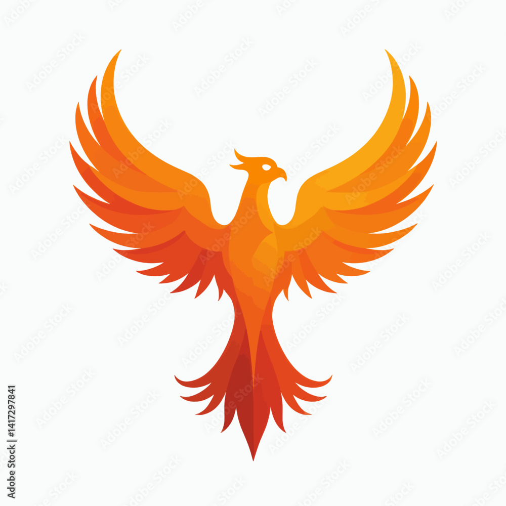 Fototapeta premium Stylized orange phoenix with outstretched wings