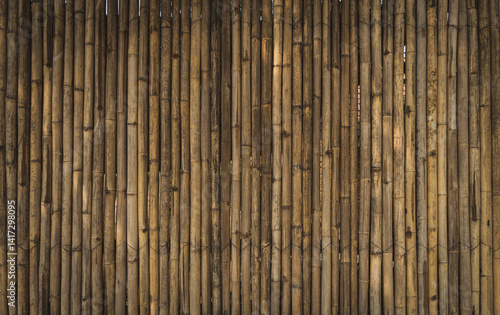 Bamboo wall, Brown bamboo fence background