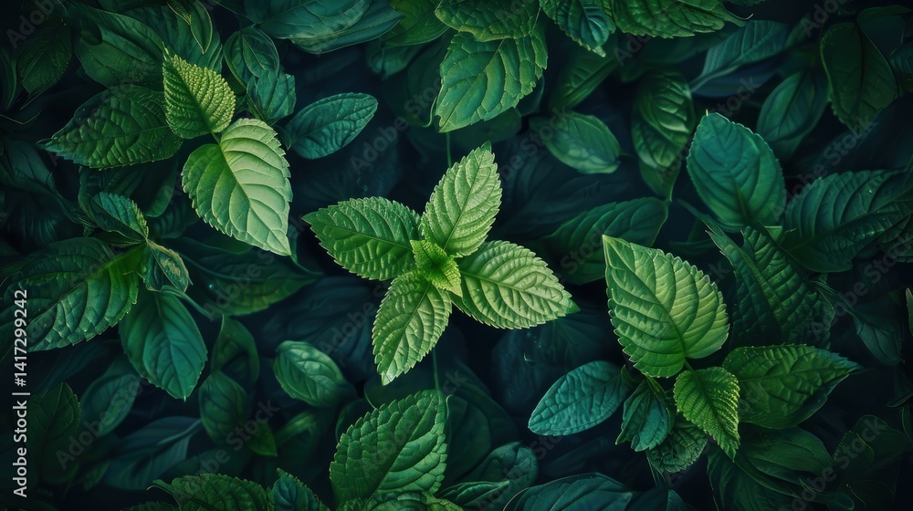 Closeup green leaves pattern background image Closeup green leaves pattern background image