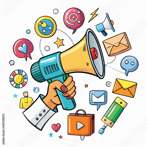 Colorful Social Media Promotion Illustration