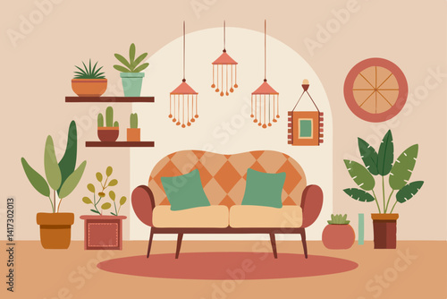 boho-chic-living-room-with-plants