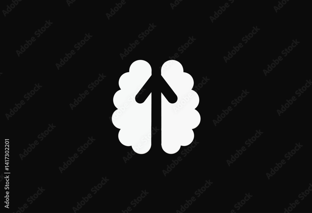 Brain Power Unleashed: Minimalist Icon Design Representing Mental Growth, Cognitive Enhancement, and Upward Progress, Perfect for Education, Technology, and Self-Improvement Content.
