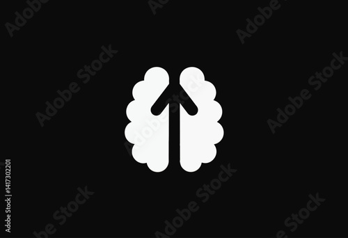 Brain Power Unleashed: Minimalist Icon Design Representing Mental Growth, Cognitive Enhancement, and Upward Progress, Perfect for Education, Technology, and Self-Improvement Content.
